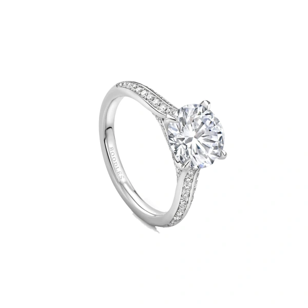 Boodles Petal Round Brilliant Platinum Diamond Engagement Ring | Fine Rings | Coveti