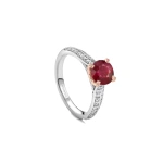 Boodles Petal Round Ruby Platinum and Rose Gold Ring | Fine Rings | Coveti