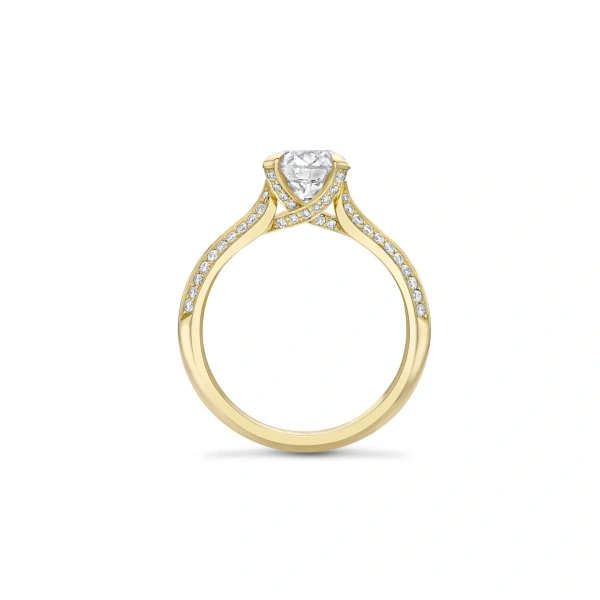 Boodles Petal Round Yellow Gold Diamond Engagement Ring | Fine Rings | Coveti