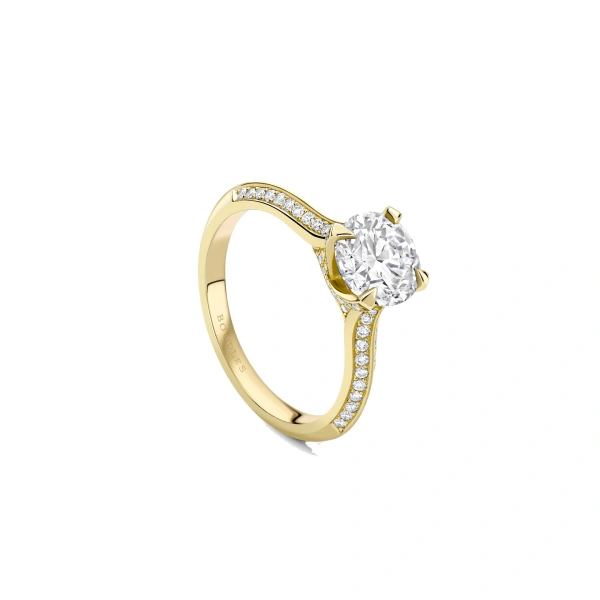 Boodles Petal Round Yellow Gold Diamond Engagement Ring | Fine Rings | Coveti