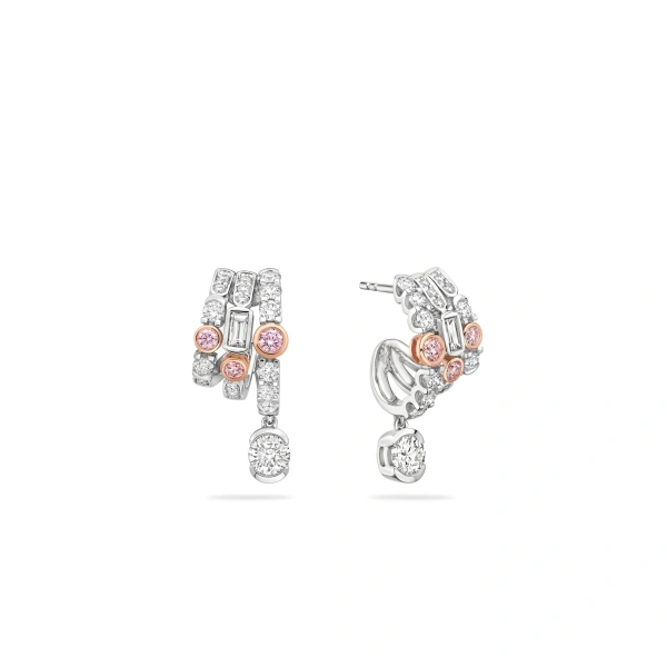 Boodles Play of Light Pink Diamond Platinum Earrings | Fine Earrings | Coveti