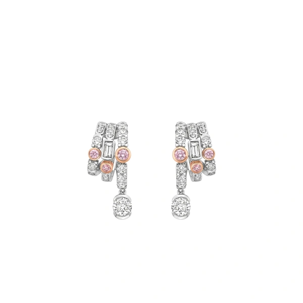 Play of Light Pink Diamond Platinum Earrings