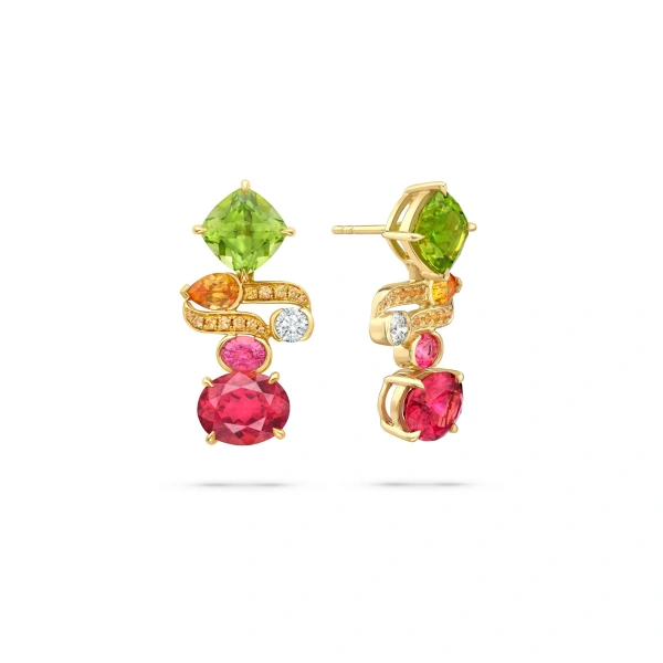 Boodles Play of Light Pink Tourmaline and Peridot Earrings | Fine Earrings | Coveti