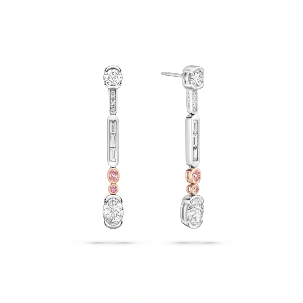 Boodles Play of Light Platinum Pink Diamond Drop Earrings | Fine Earrings | Coveti