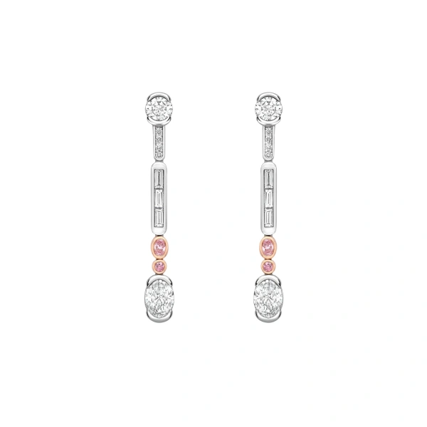 Boodles Play of Light Platinum Pink Diamond Drop Earrings | Fine Earrings | Coveti