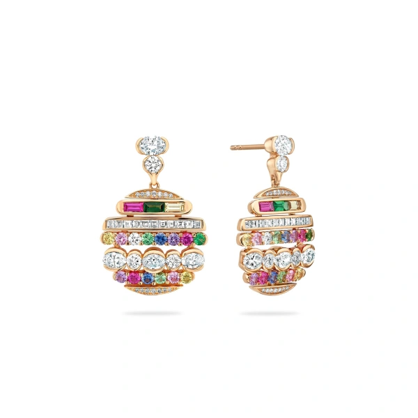 Boodles Play of Light Rose Gold Diamond Drop Earrings | Fine Earrings | Coveti