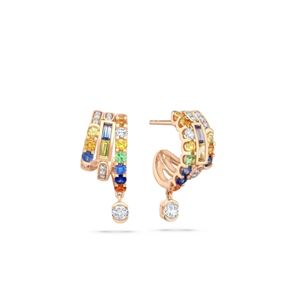 Boodles Play of Light Rose Gold Multi-Gem Earrings | Fine Earrings | Coveti