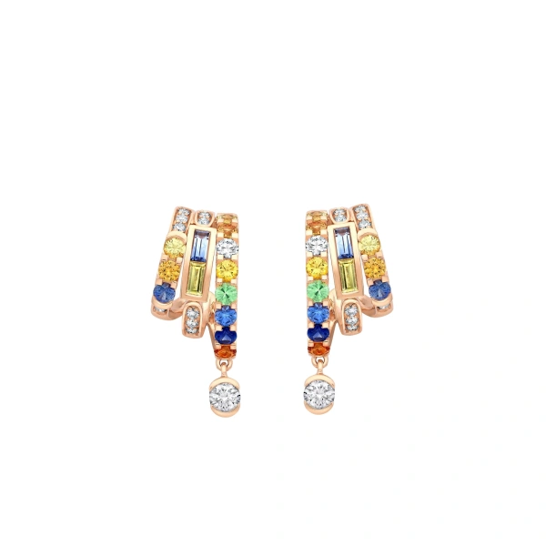 Boodles Play of Light Rose Gold Multi-Gem Earrings | Fine Earrings | Coveti