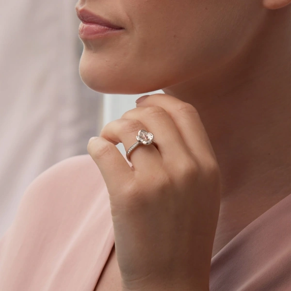 Boodles Posie Pink and White Diamond Platinum Ring | Fine Rings | Coveti