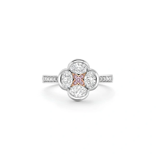 Boodles Posie Pink and White Diamond Platinum Ring | Fine Rings | Coveti