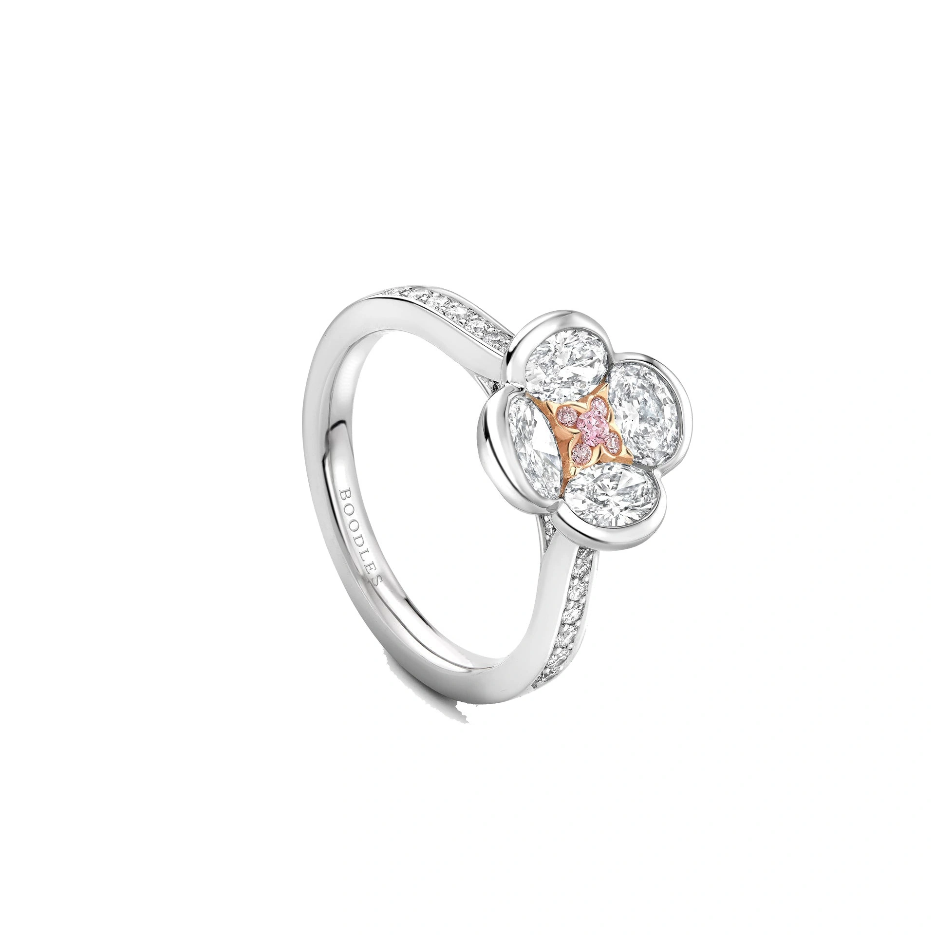 Boodles Posie Pink and White Diamond Platinum Ring Boodles Posie Pink and White Diamond Platinum Ring | Fine Rings | Coveti