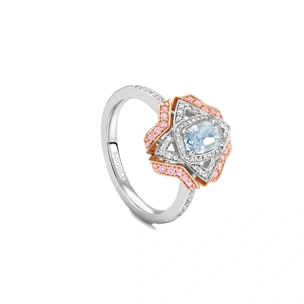 Boodles Quatrefoil Cushion Blue Diamond Ring | Fine Rings | Coveti