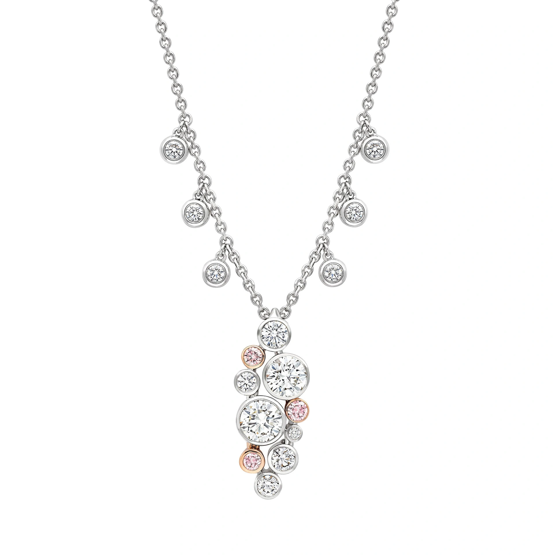 Boodles Raindance 25 Pink and White Diamond Cluster Pendant Boodles Raindance 25 Pink and White Diamond Cluster Pendant | Fine Necklaces | Coveti