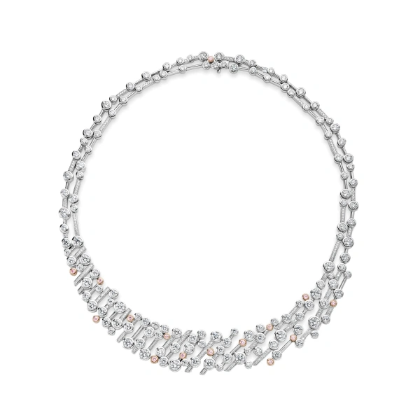 Boodles Raindance 25 Pink and White Diamond Collar | Fine Necklaces | Coveti