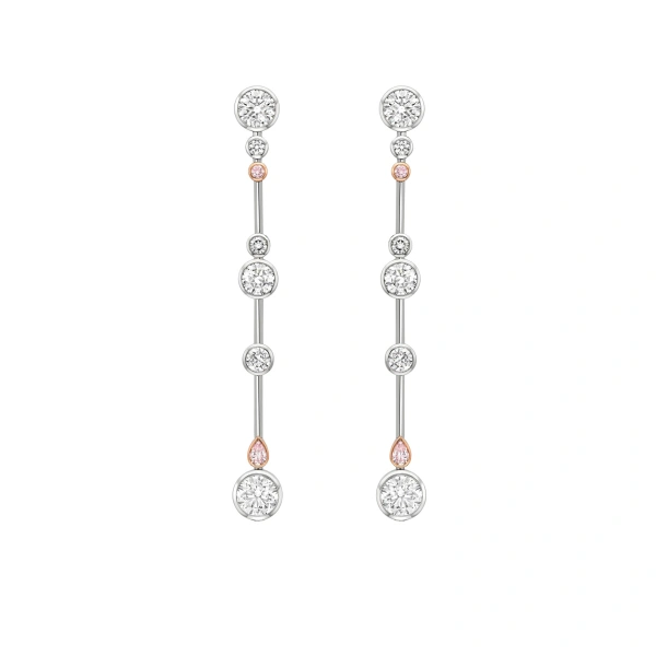 Boodles Raindance 25 Pink and White Diamond Drop Earrings | Fine Earrings | Coveti