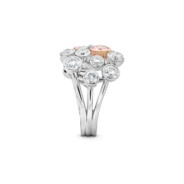 Boodles Raindance 25 Pink and White Diamond Platinum Ring | Fine Rings | Coveti