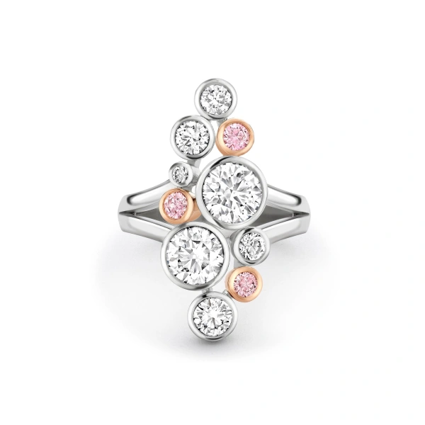 Boodles Raindance 25 Pink and White Diamond Ring | Fine Rings | Coveti