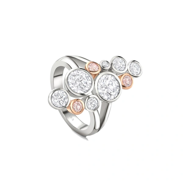 Boodles Raindance 25 Pink and White Diamond Ring | Fine Rings | Coveti