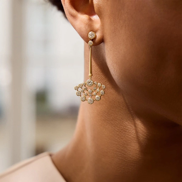Boodles Raindance Chelsea Yellow Gold Diamond Drop Earrings | Fine Earrings | Coveti