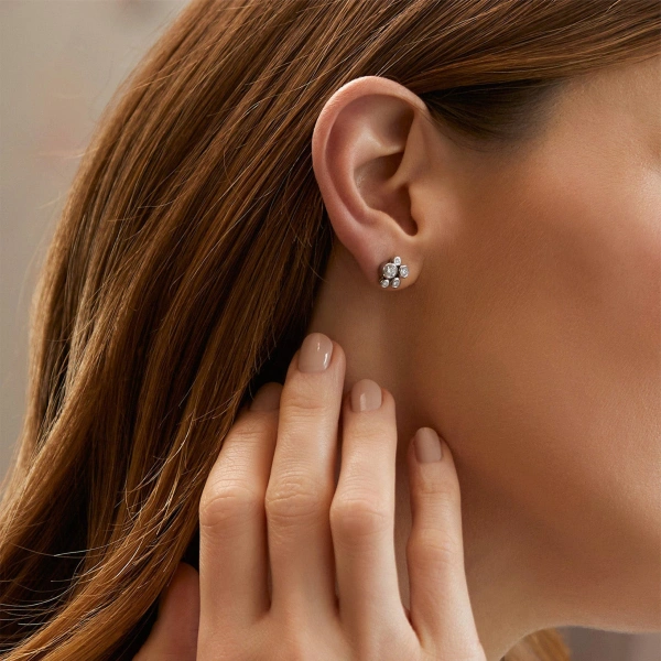 Boodles Raindance Classic Cluster Platinum Stud Earrings | Fine Earrings | Coveti