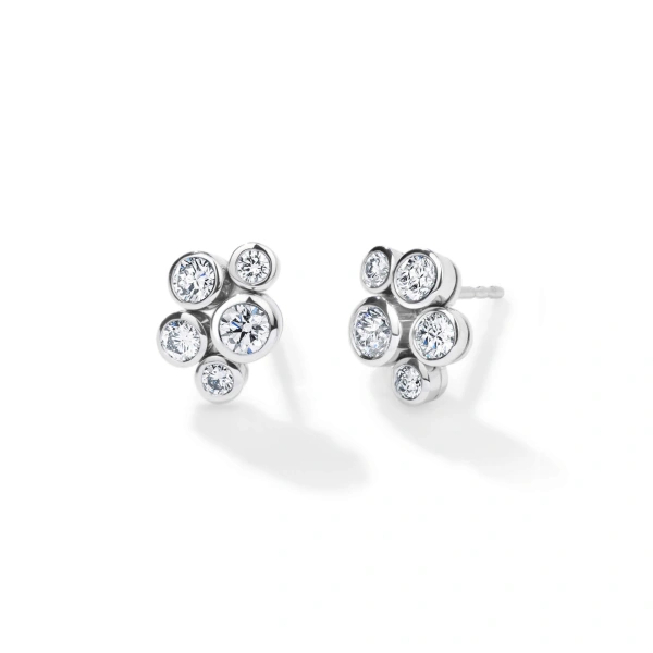 Boodles Raindance Classic Cluster Platinum Stud Earrings | Fine Earrings | Coveti