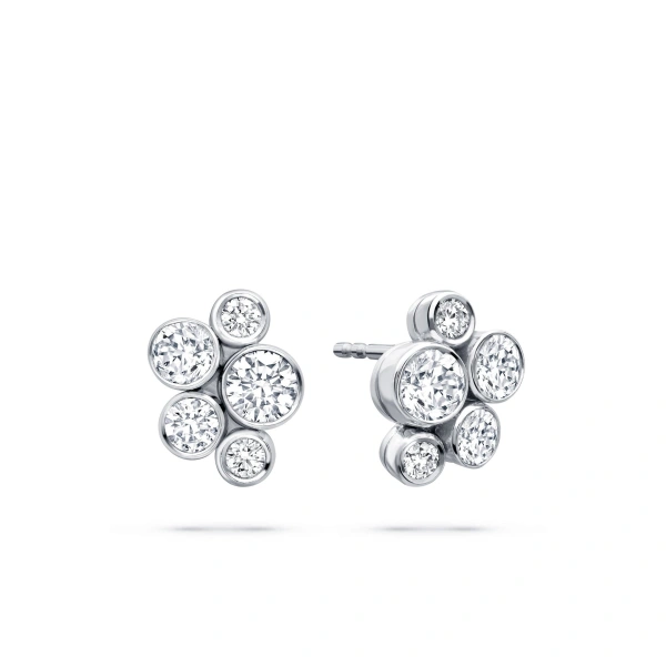 Boodles Raindance Classic Cluster Platinum Stud Earrings | Fine Earrings | Coveti