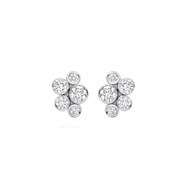 Boodles Raindance Classic Cluster Platinum Stud Earrings | Fine Earrings | Coveti