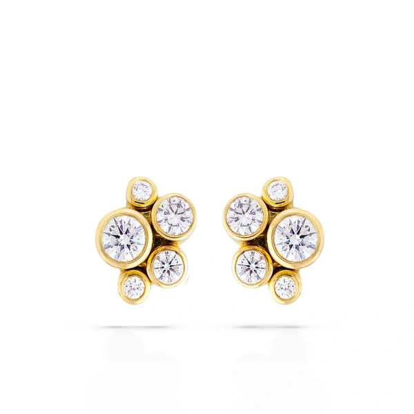 Boodles Raindance Classic Cluster Yellow Gold Stud Earrings | Fine Earrings | Coveti