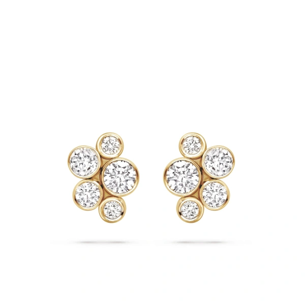 Boodles Raindance Classic Cluster Yellow Gold Stud Earrings | Fine Earrings | Coveti