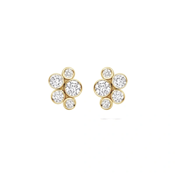 Boodles Raindance Classic Cluster Yellow Gold Stud Earrings | Fine Earrings | Coveti