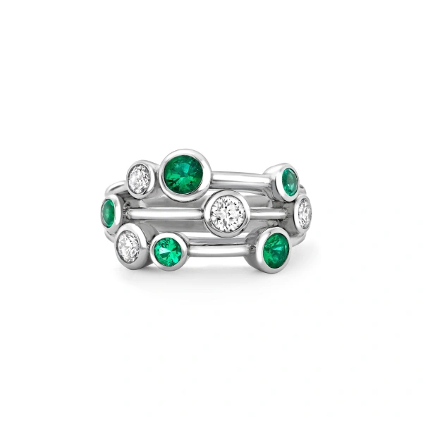 Boodles Raindance Classic Platinum Emerald Ring | Fine Rings | Coveti