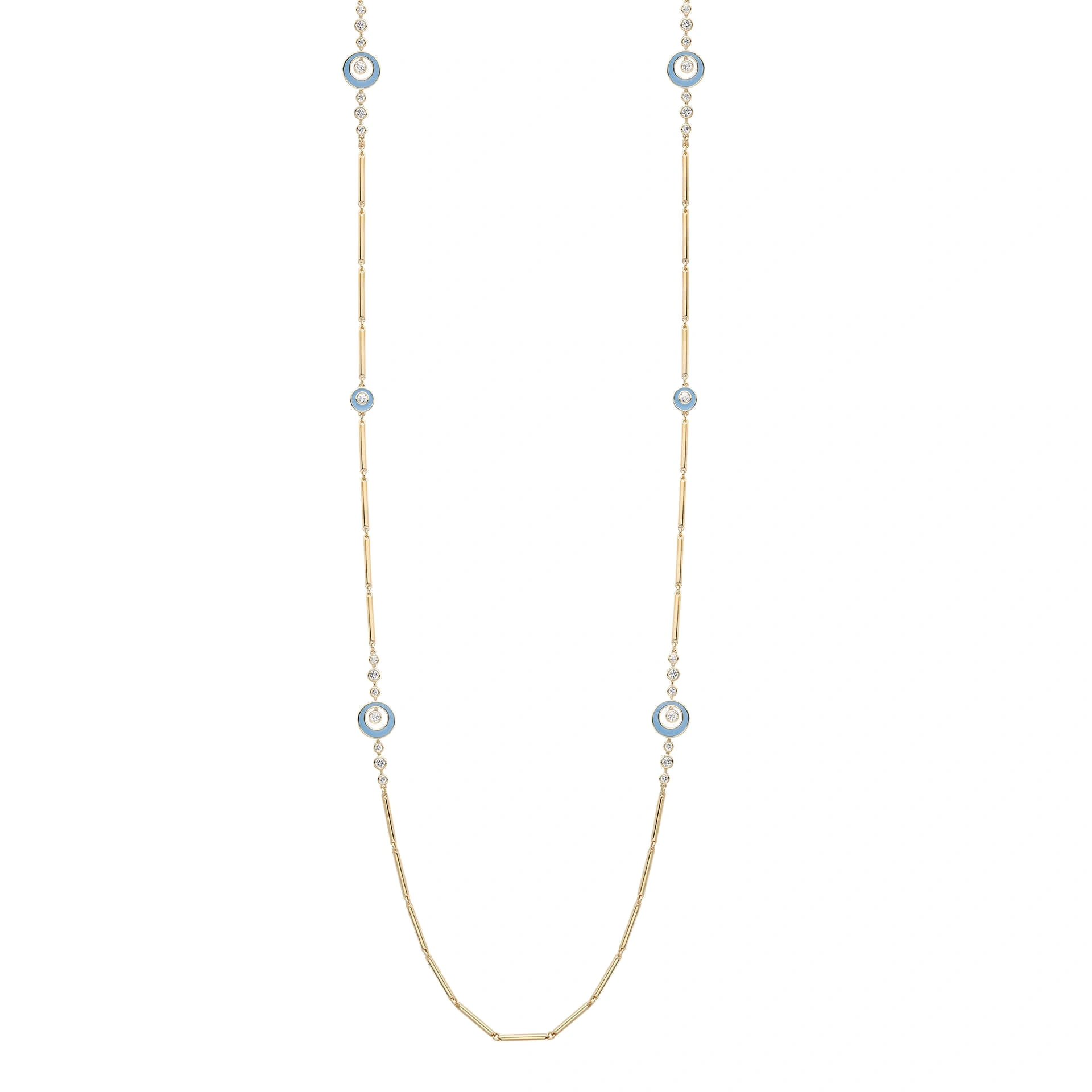 Boodles Raindance Diamond Blue Enamel Long Yellow Gold Necklace Boodles Raindance Diamond Blue Enamel Long Yellow Gold Necklace | Fine Necklaces | Coveti