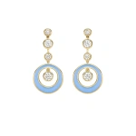Boodles Raindance Diamond Blue Enamel Yellow Gold Earrings | Fine Earrings | Coveti