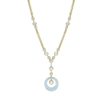 Boodles Raindance Diamond Blue Enamel Yellow Gold Pendant | Fine Necklaces | Coveti