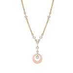 Boodles Raindance Diamond Pink Enamel Yellow Gold Pendant | Fine Necklaces | Coveti