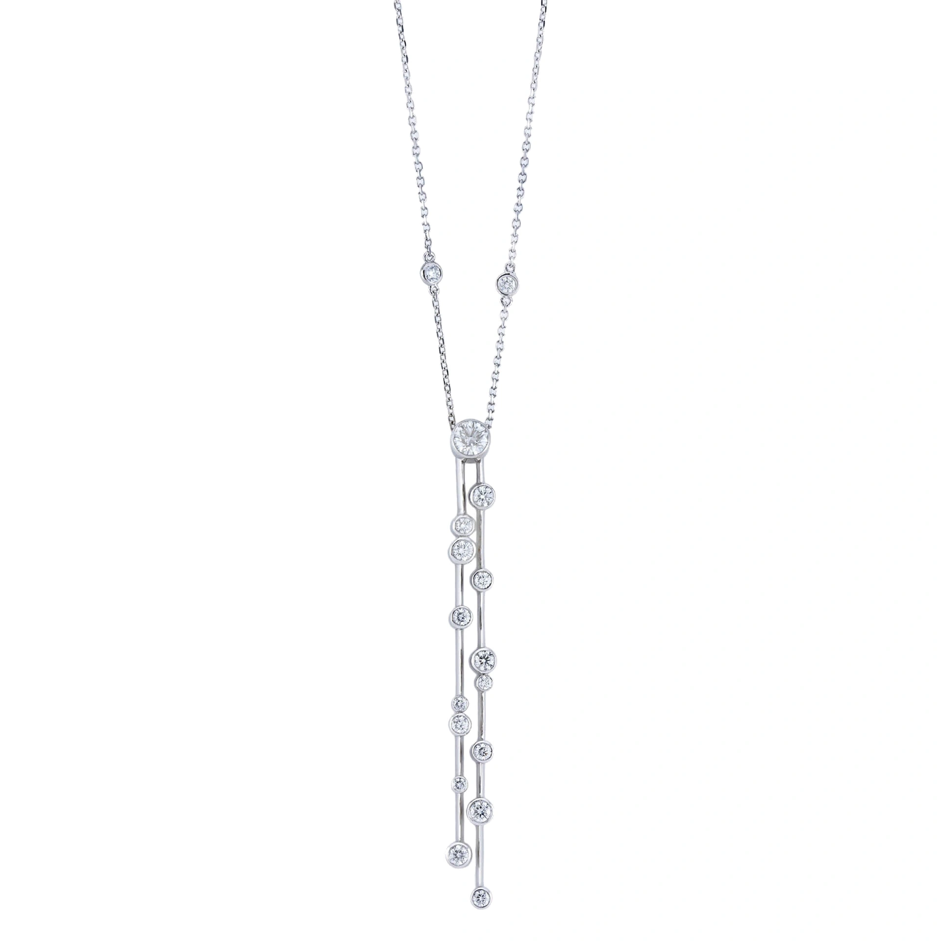 Boodles Raindance Double Drop Platinum Diamond Pendant Boodles Raindance Double Drop Platinum Diamond Pendant | Fine Necklaces | Coveti