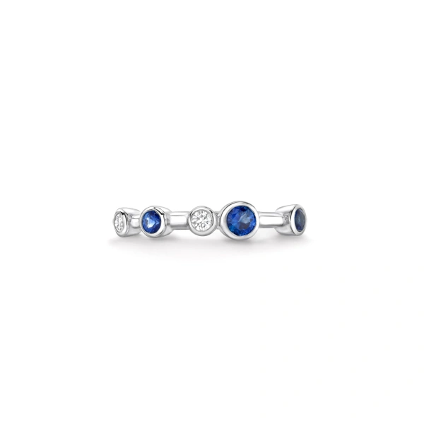 Boodles Raindance Half-Hoop Platinum Diamond and Sapphire Ring | Fine Rings | Coveti