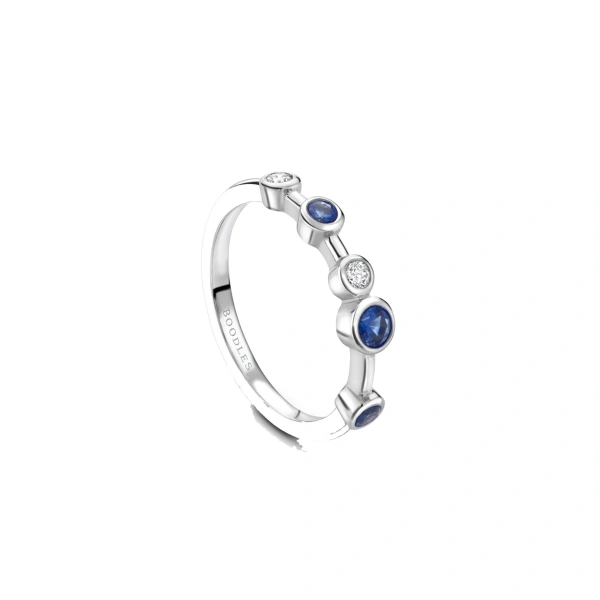 Boodles Raindance Half-Hoop Platinum Diamond and Sapphire Ring | Fine Rings | Coveti