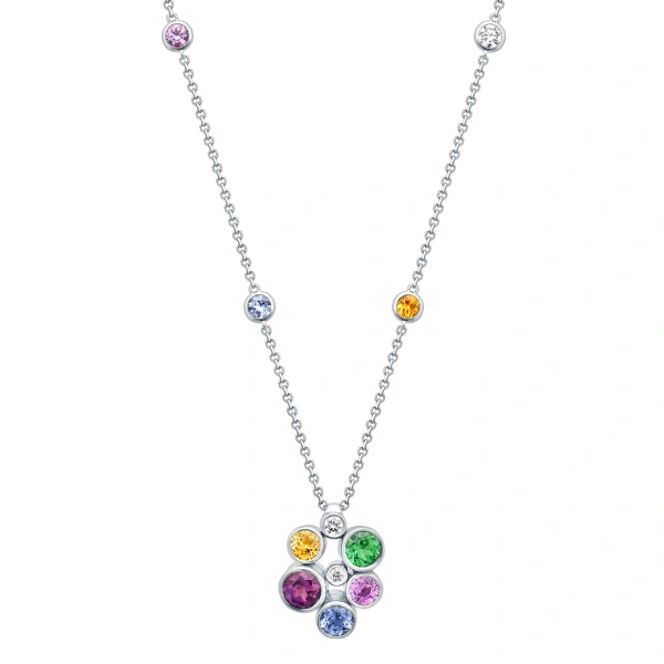 Boodles Raindance Large Rainbow White Gold Cluster Pendant | Fine Necklaces | Coveti