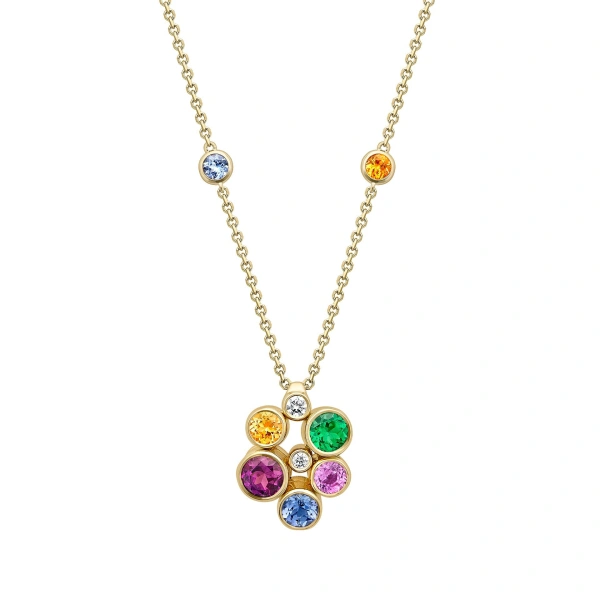 Boodles Raindance Large Rainbow Yellow Gold Cluster Pendant | Fine Necklaces | Coveti