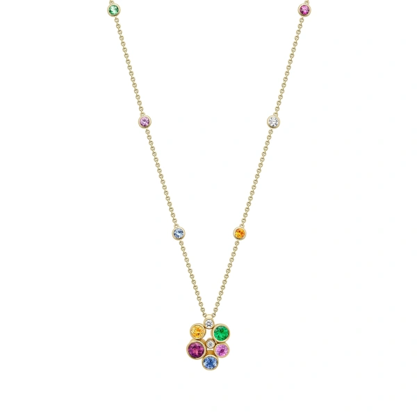 Boodles Raindance Large Rainbow Yellow Gold Cluster Pendant | Fine Necklaces | Coveti