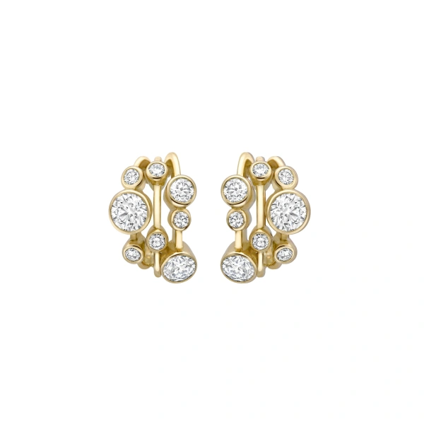 Boodles Raindance Large Yellow Gold Diamond Hoop Earrings | Fine Earrings | Coveti