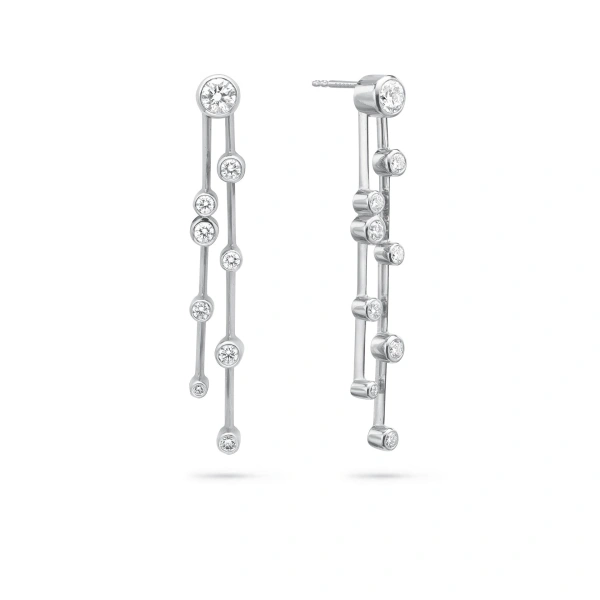 Boodles Raindance Long Platinum Diamond Earrings | Fine Earrings | Coveti