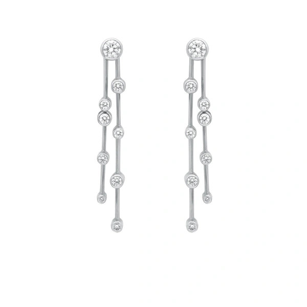 Boodles Raindance Long Platinum Diamond Earrings | Fine Earrings | Coveti