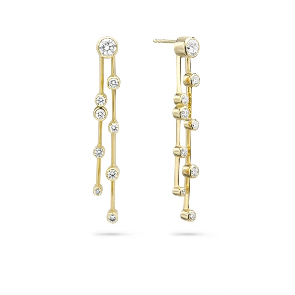 Boodles Raindance Long Yellow Gold Diamond Earrings | Fine Earrings | Coveti