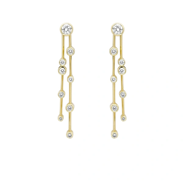 Boodles Raindance Long Yellow Gold Diamond Earrings | Fine Earrings | Coveti