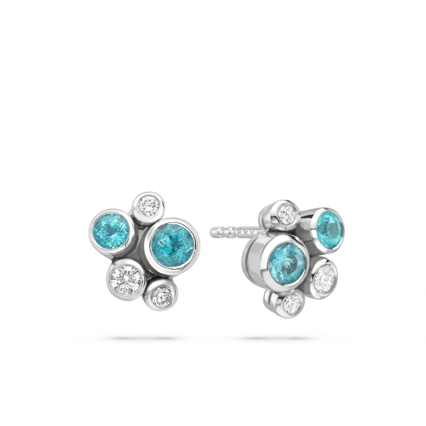 Boodles Raindance Paraiba Tourmaline Platinum Cluster Earrings | Fine Earrings | Coveti