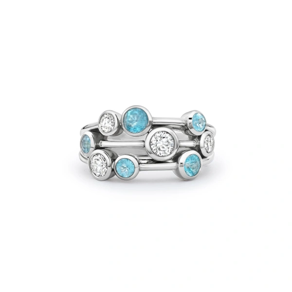 Boodles Raindance Paraiba and Diamond Platinum Ring | Fine Rings | Coveti