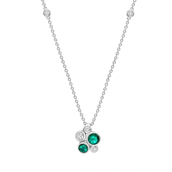 Boodles Raindance Platinum Emerald Cluster Pendant | Fine Necklaces | Coveti
