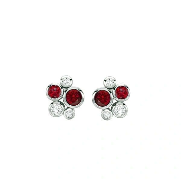 Boodles Raindance Platinum Ruby Cluster Earrings | Fine Earrings | Coveti